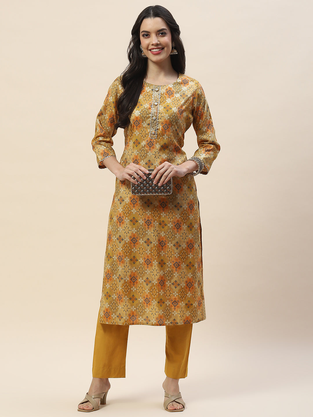 Printed Muslin Straight Kurta