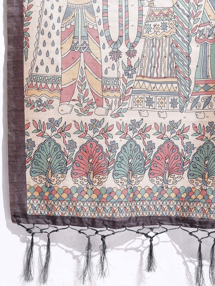 Printed Tussar Silk Saree