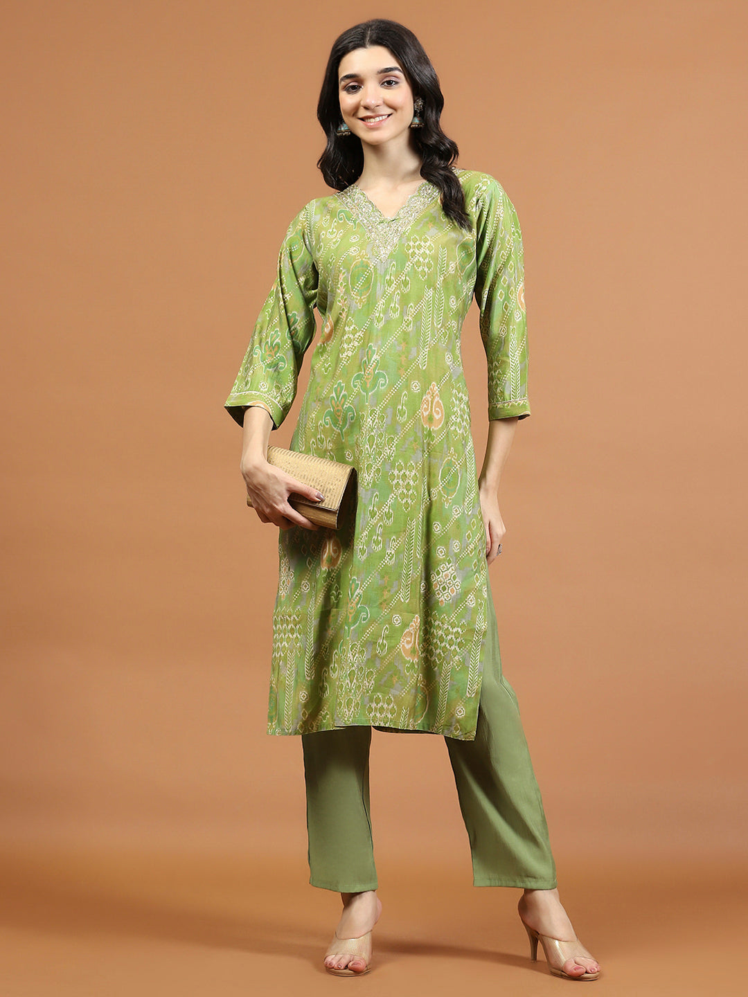 Printed Muslin Kurta With Pants