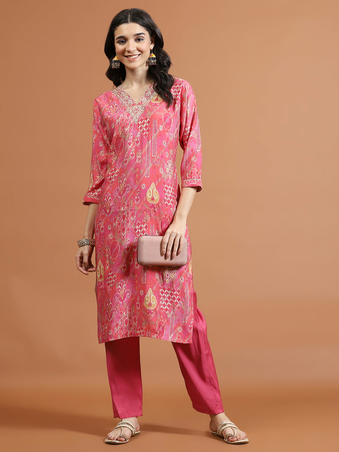 Printed Muslin Kurta With Pants