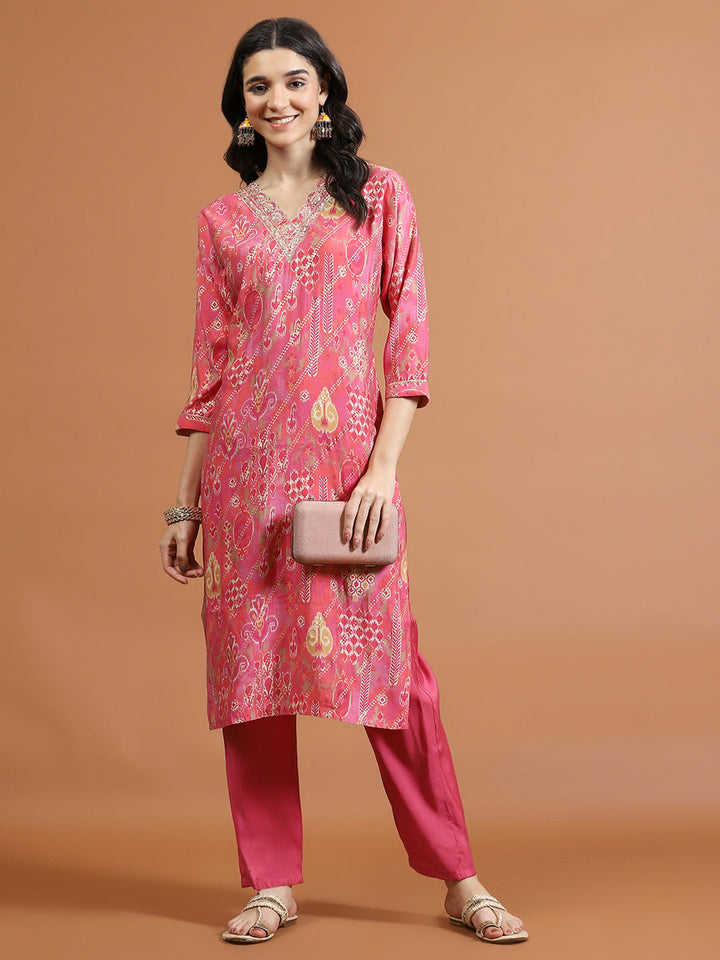 Printed Muslin Kurta With Pants