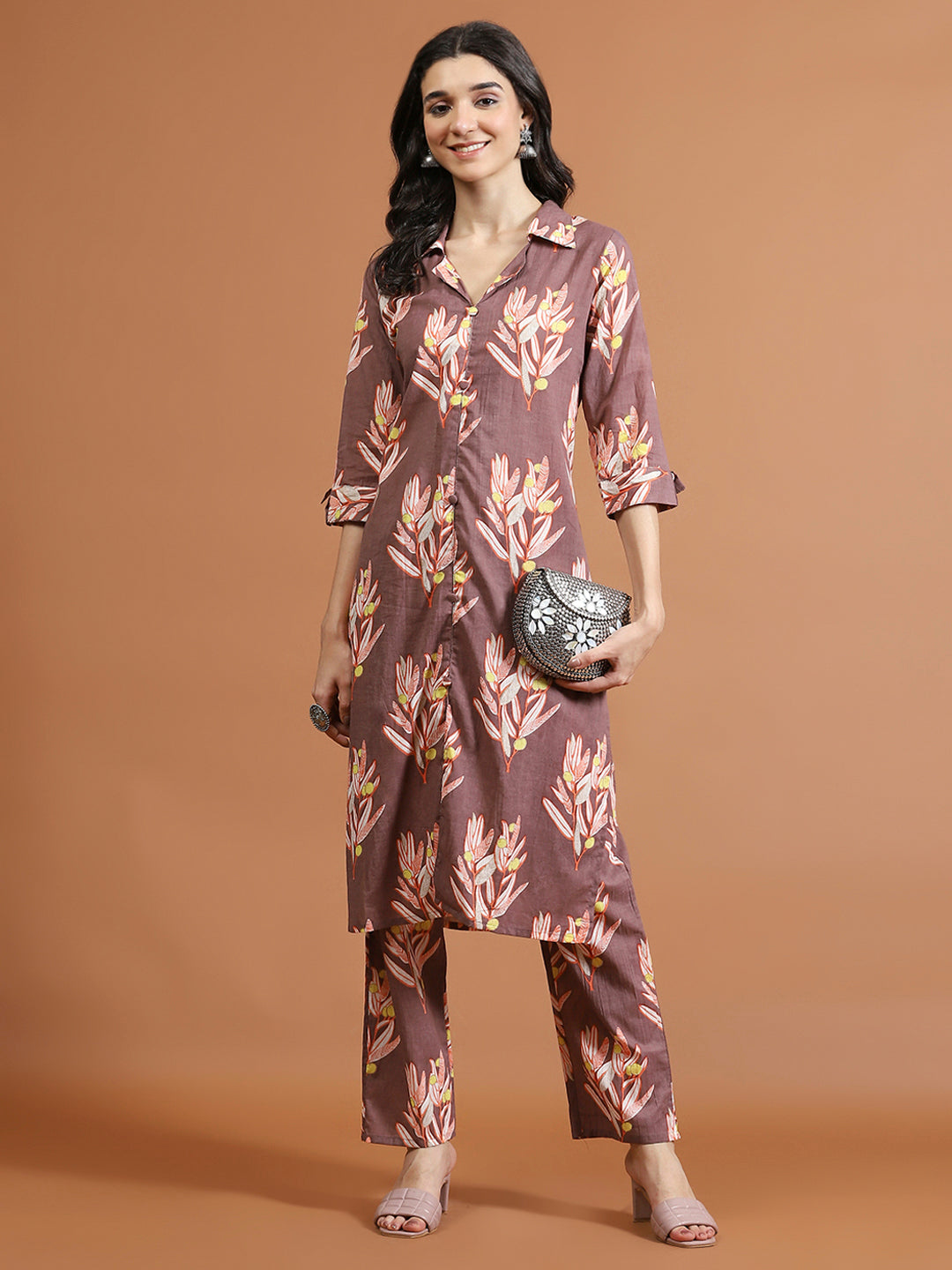 Printed Cotton Blend Kurta With Pants