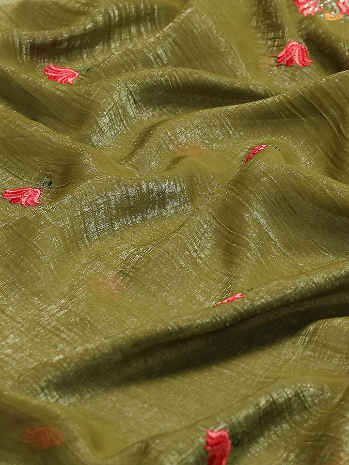 Embroidery Border Organza Saree
