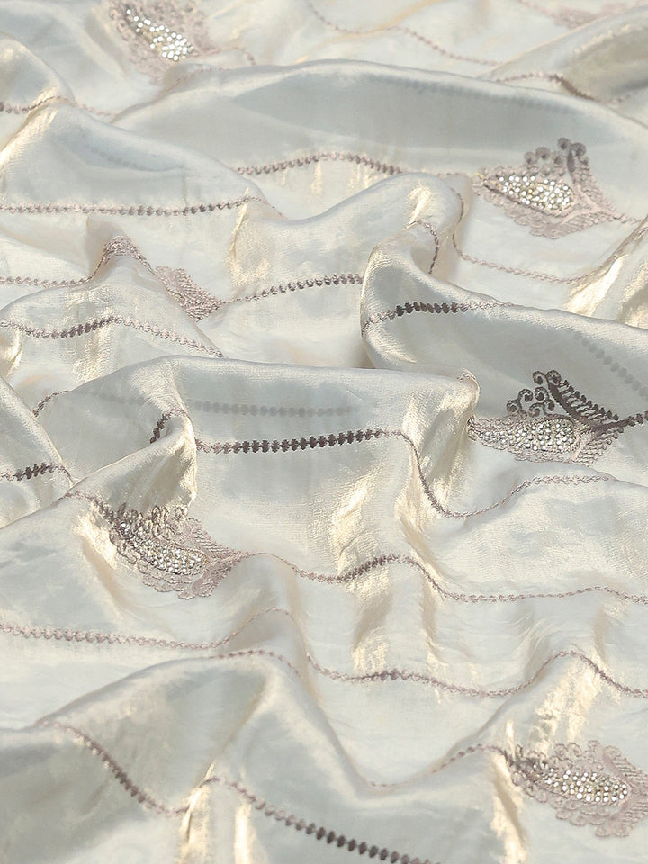 Zari Border Booti Organza Saree