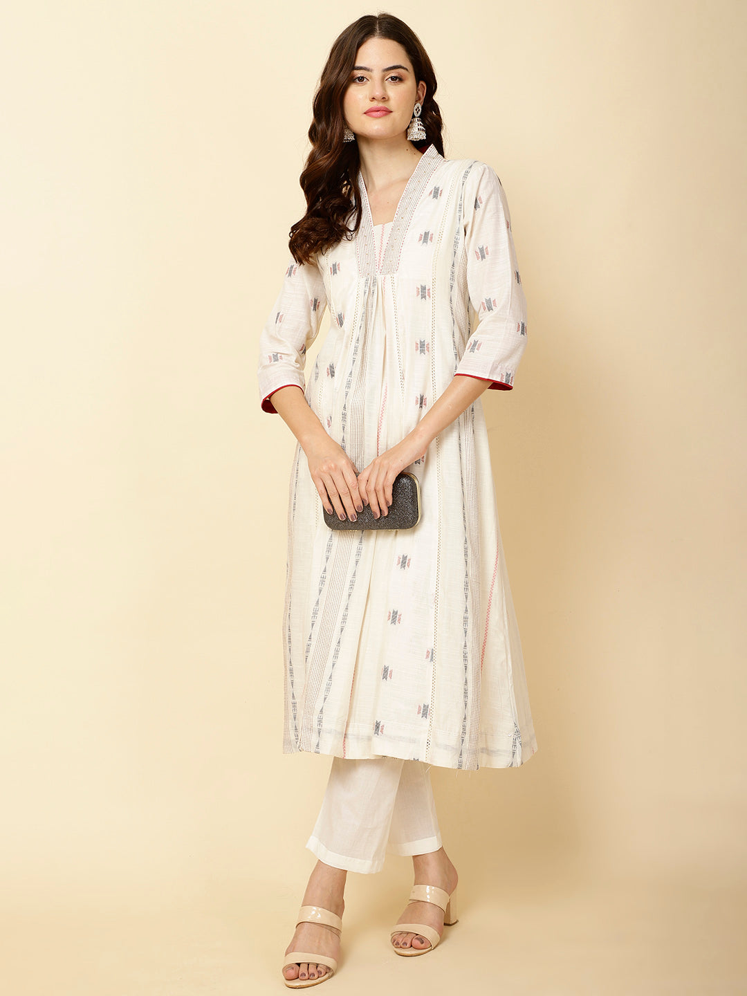 Woven Cotton Kurta With Pants