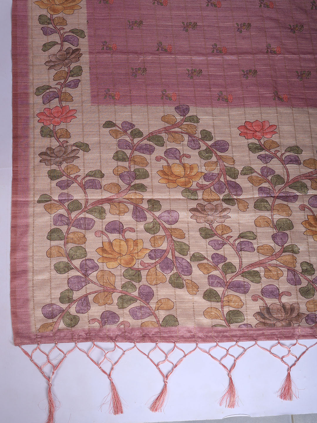 Floral Print Tussar Silk Saree