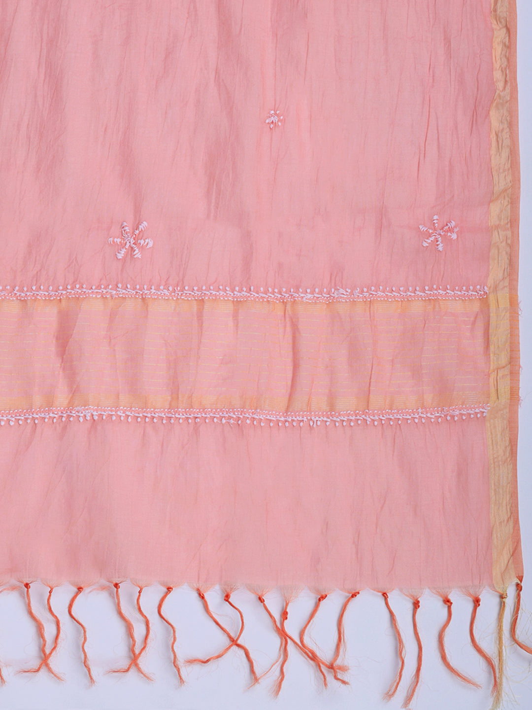 Embroidered Chanderi Suit Set With Dupatta