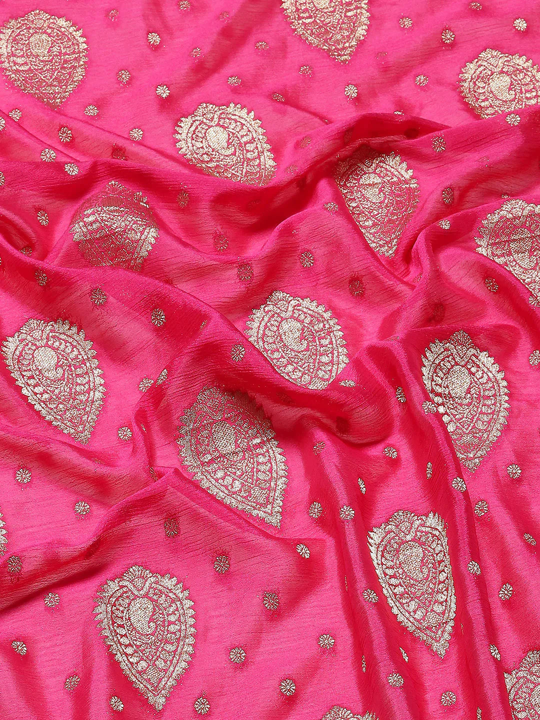 Zari Booti Crepe Plain Saree