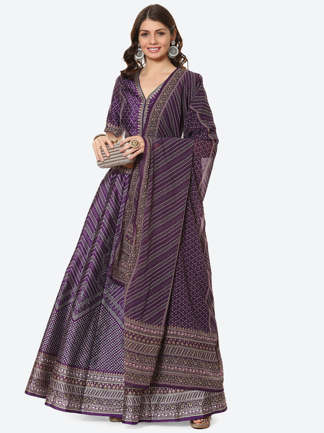 Printed Choli With Lehenga & Net Dupatta