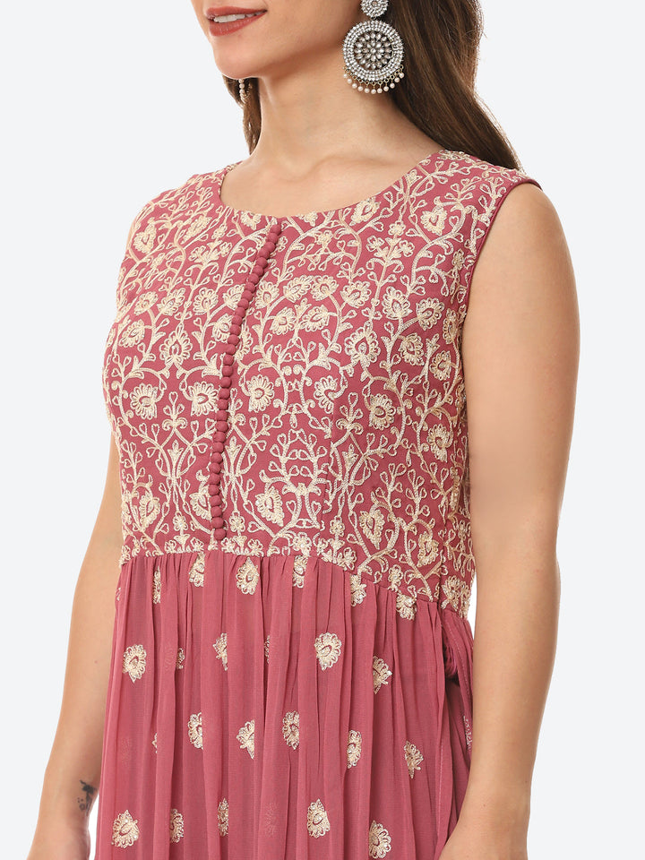 Resham Booti Georgette Kurta With Palazzo &amp; Dupatta
