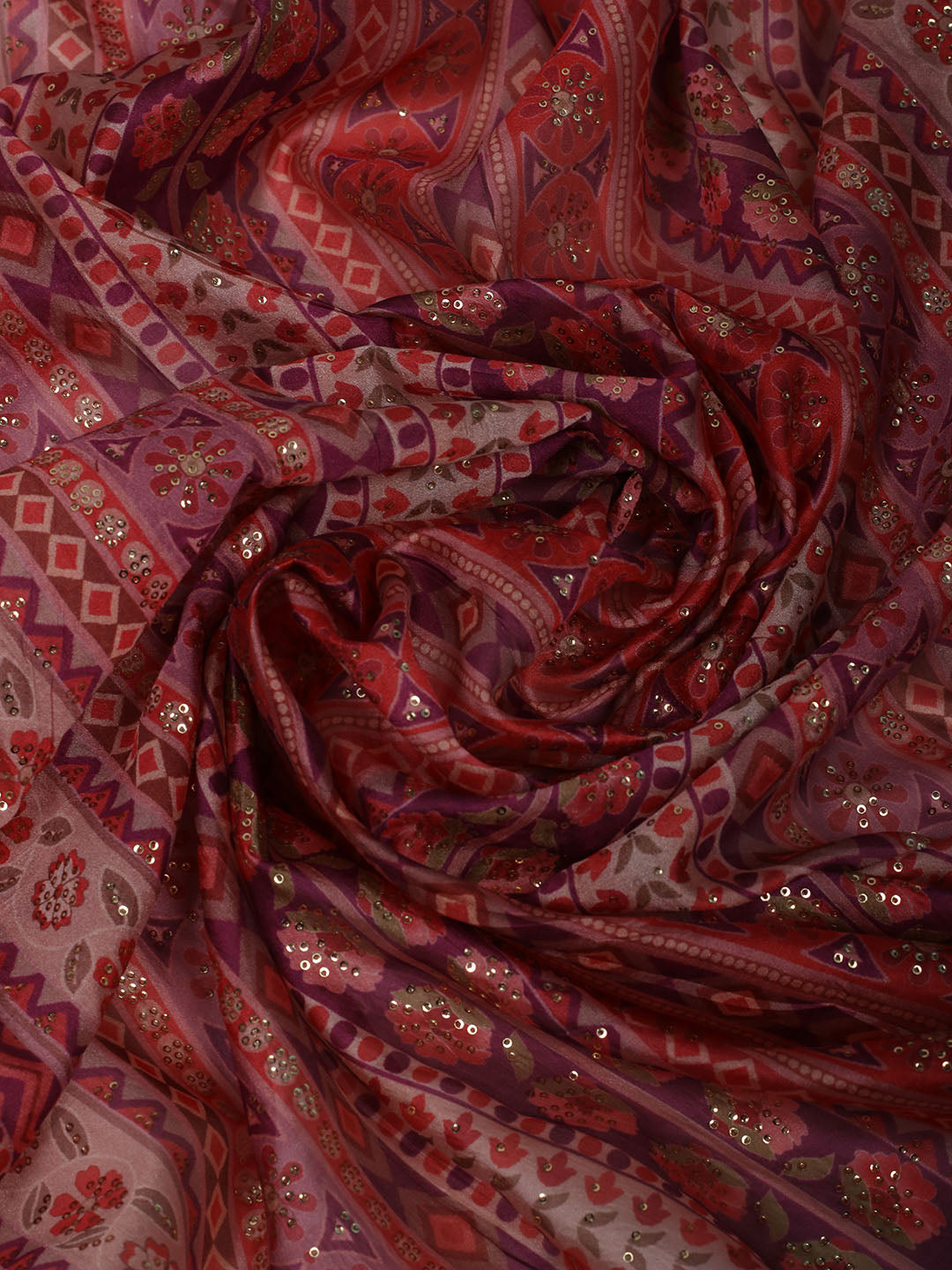 Printed &amp; Embellished Organza Saree