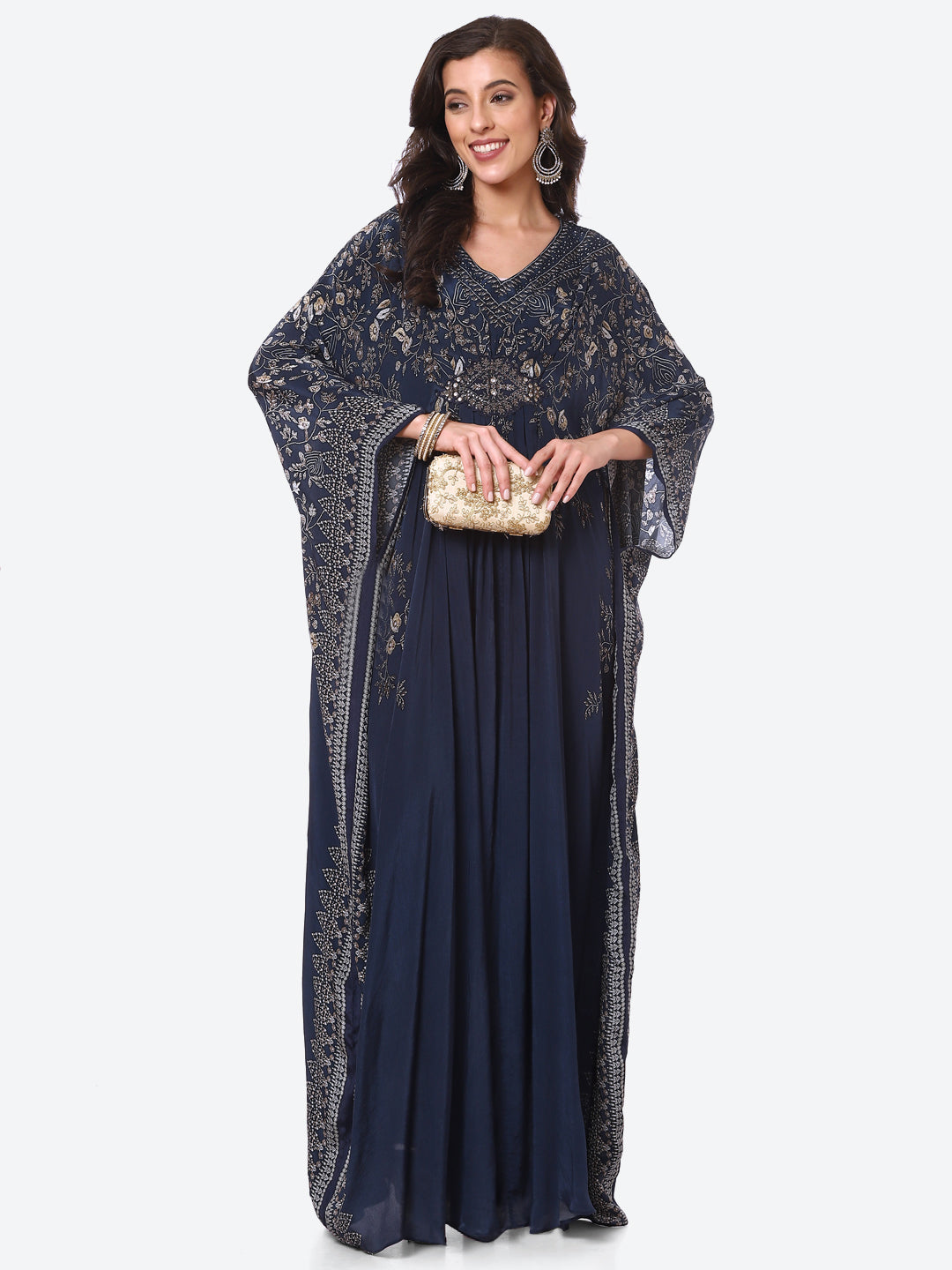 Printed Crepe Kaftan Dress