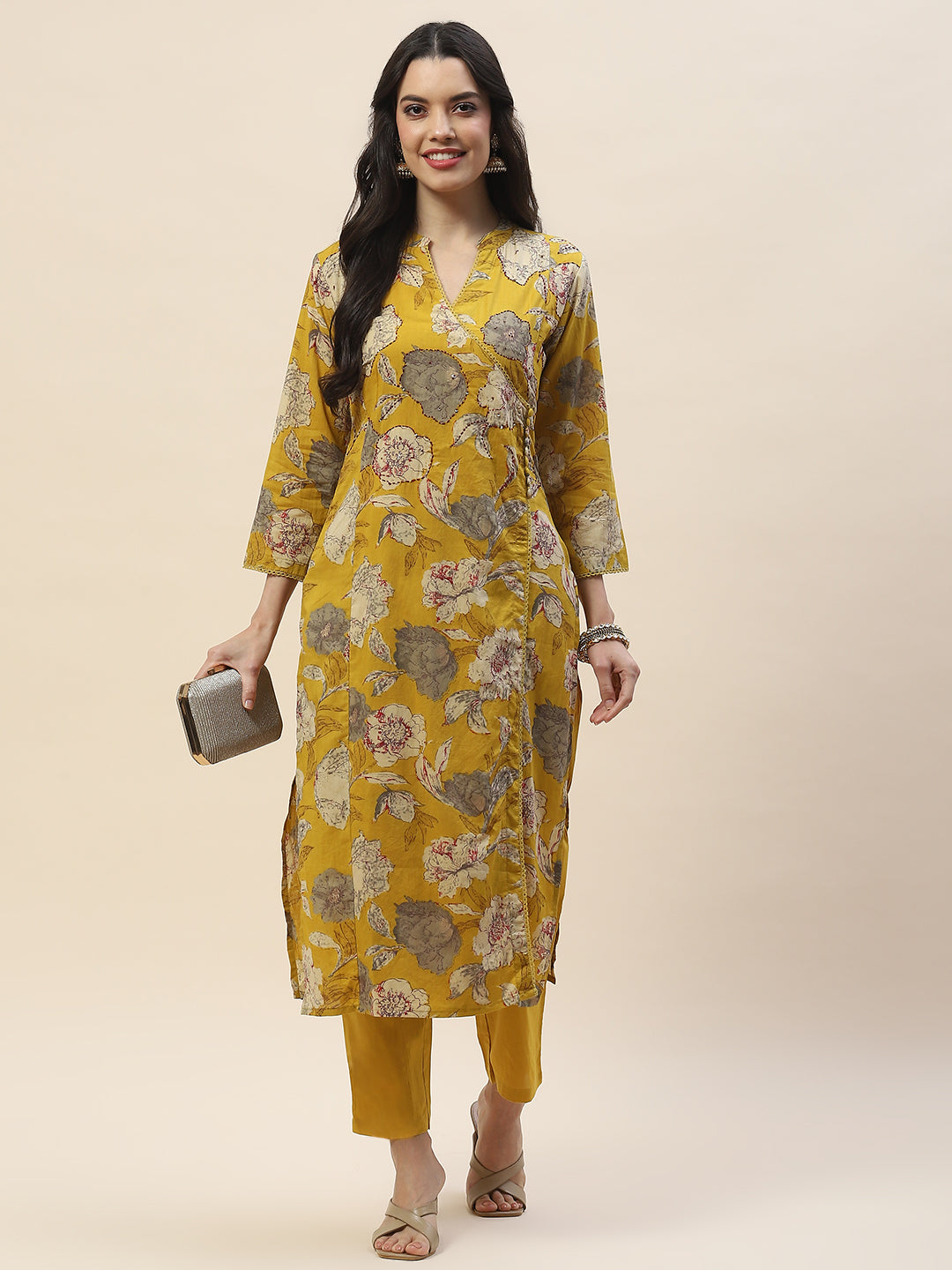 Printed Cotton Kurta With Pants