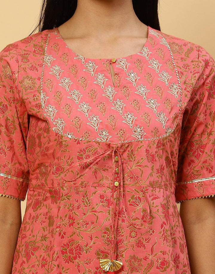 Printed Cotton Kurti With Pant