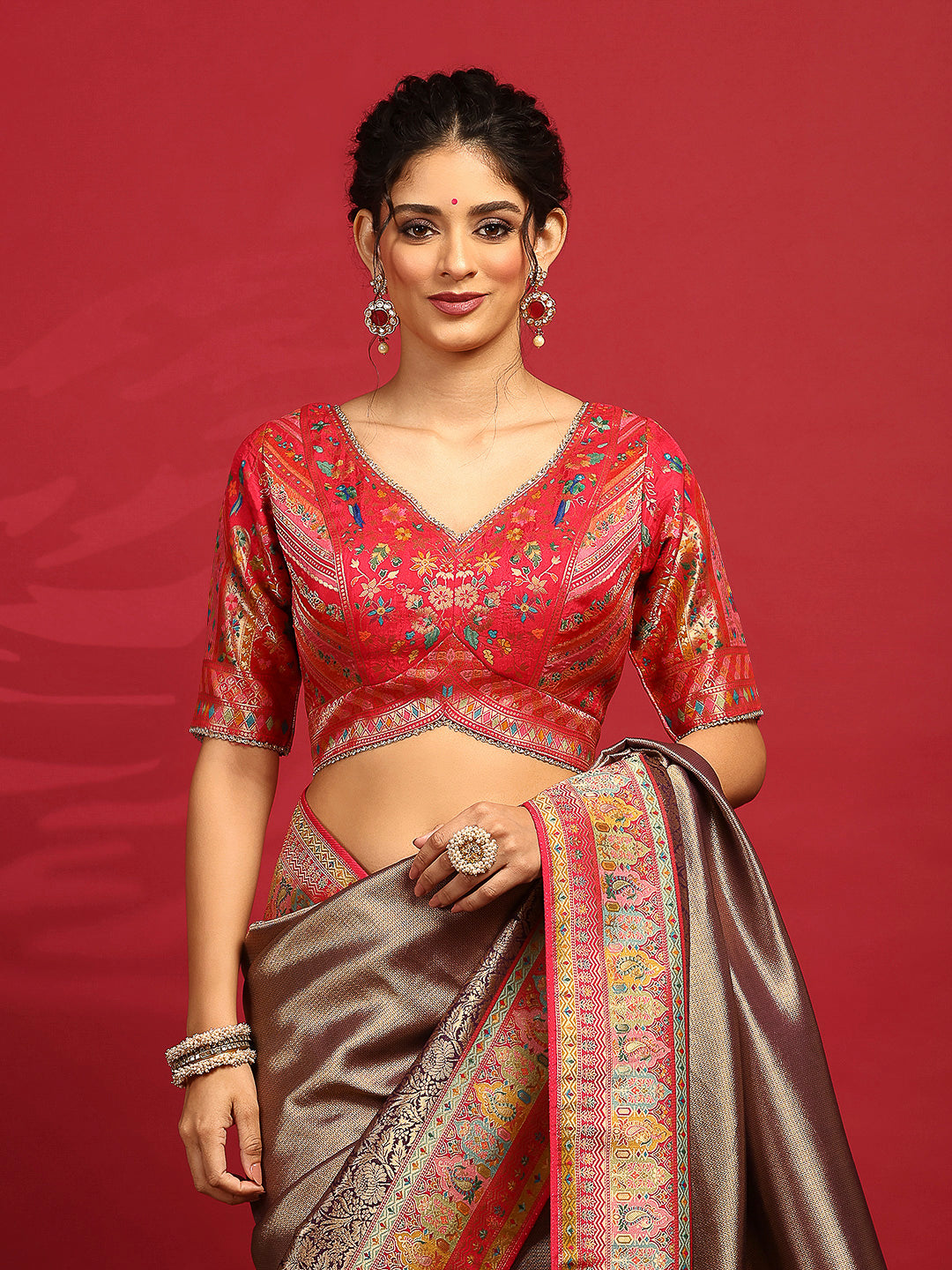 Embroidered Dola Silk Saree