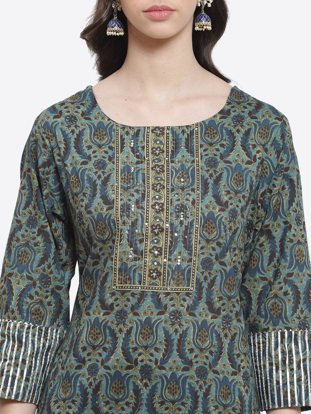 Block Printed Cotton Stitched Salwar Kameez With Dupatta
