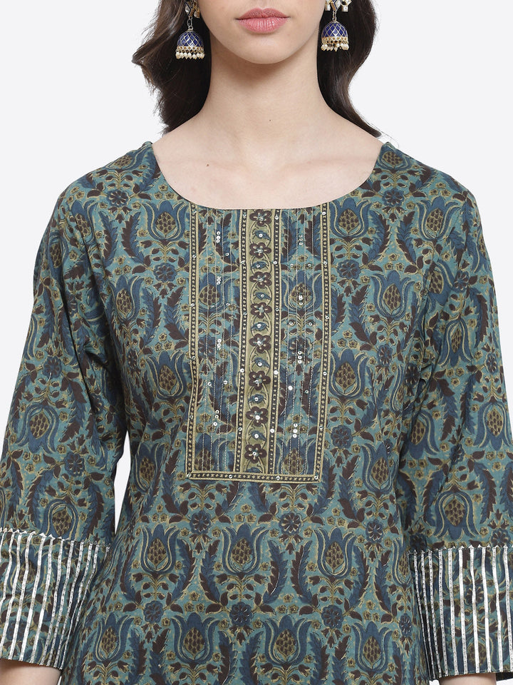 Block Printed Cotton Stitched Salwar Kameez With Dupatta