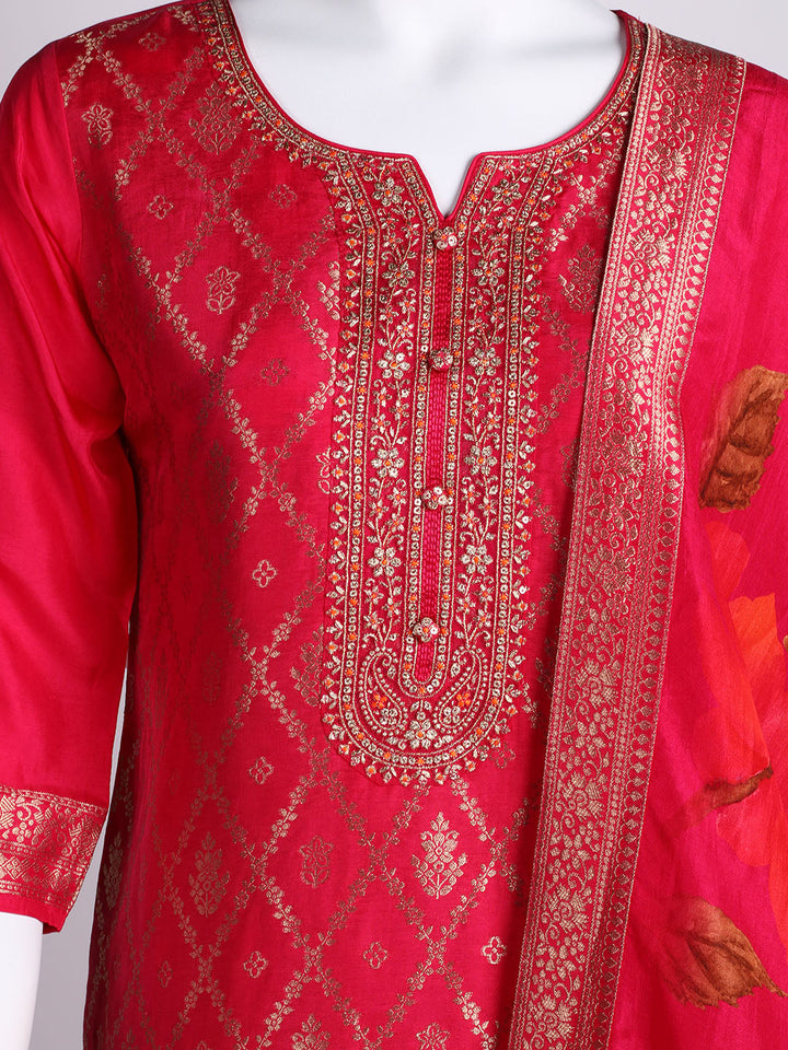 Embroidered Banarasi Kurta With Pant &amp; Dupatta