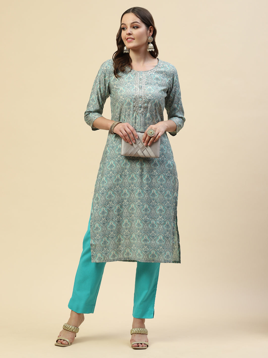 Gota Embroidered Muslin Kurta With Pants