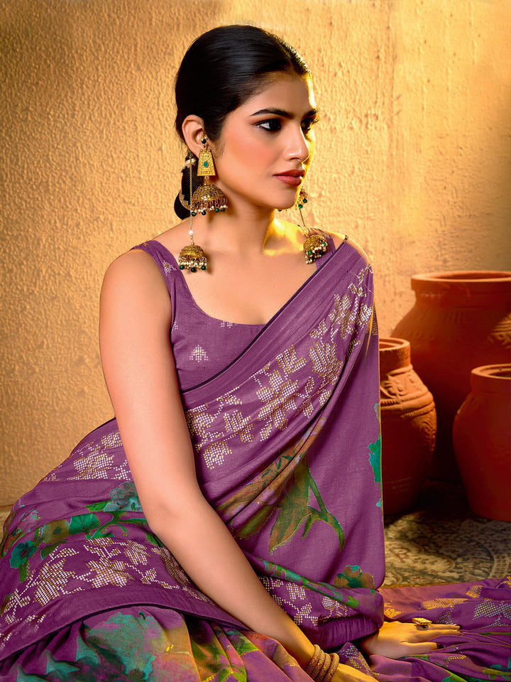 Digital Floral Printed Art Silk Saree