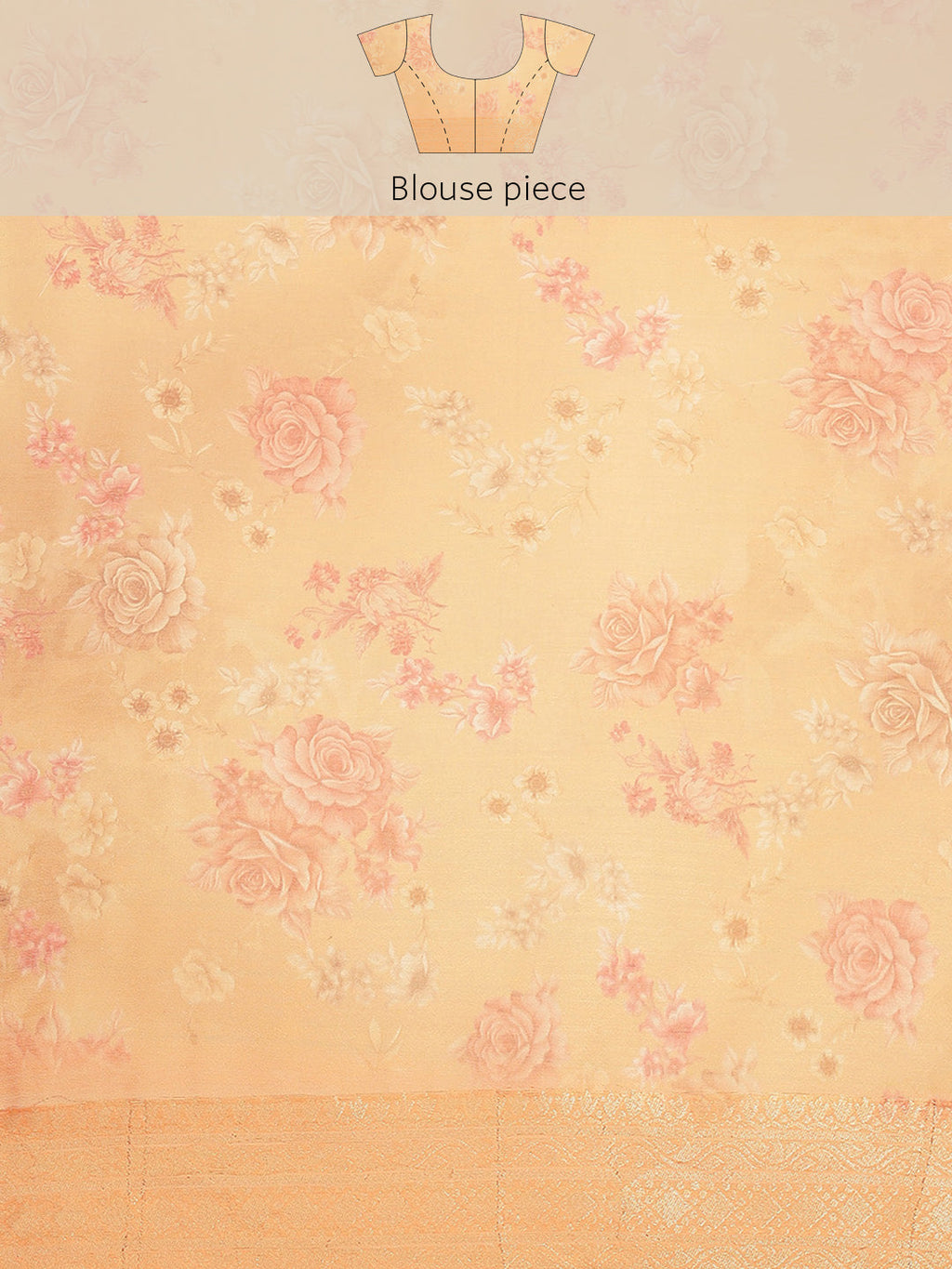 Digital Floral Printed Banarasi Pallu Cotton Chanderi Saree