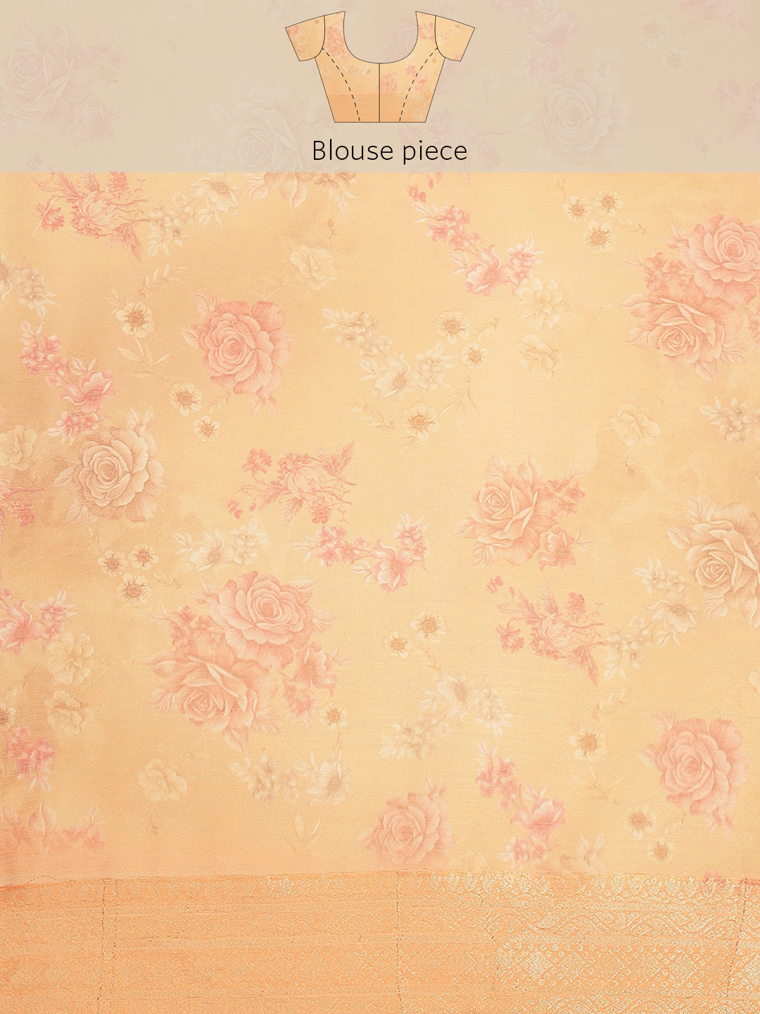 Digital Floral Printed Banarasi Pallu Cotton Chanderi Saree
