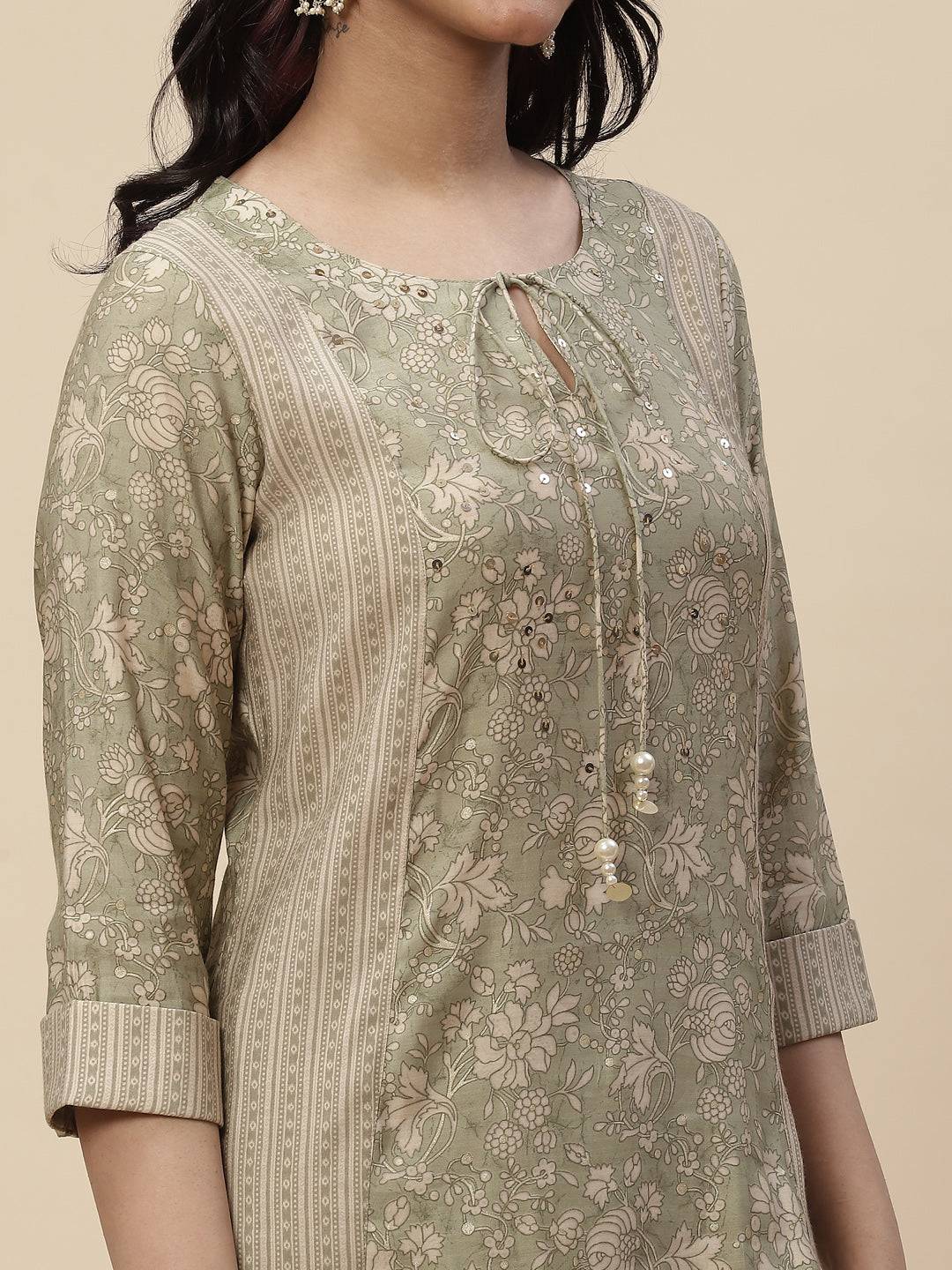 Printed Crepe Kurta With Palazzo