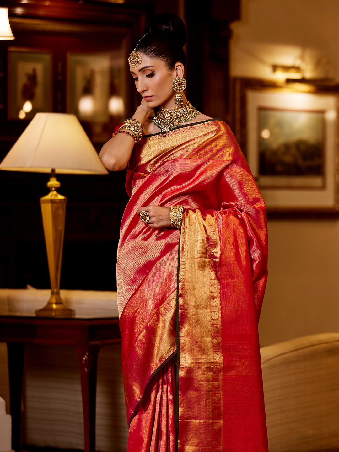 Brocade Zari Jaal Woven Handloom Kanjeevaram Saree