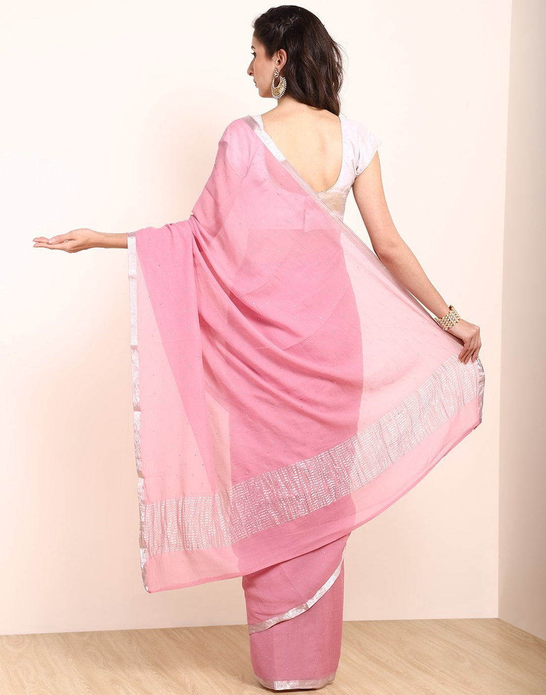 MBZ Meena Bazaar-Maroon Chiffon Saree