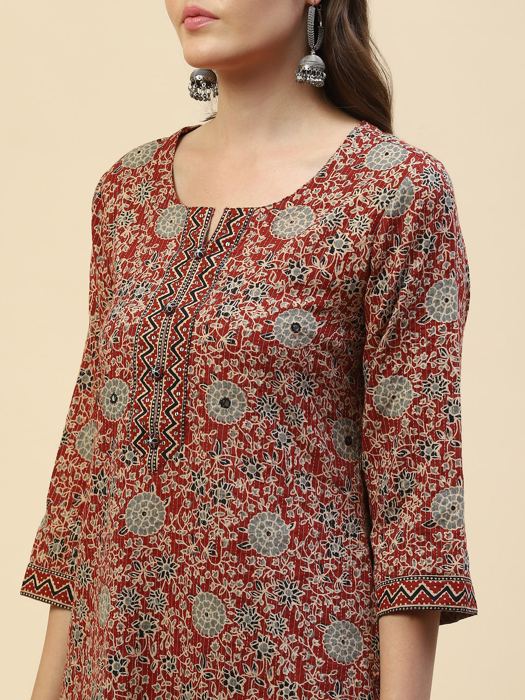 Printed Cotton Kurta With Pant &amp; Cotton Dupatta