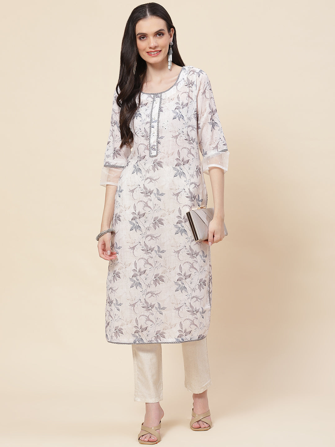 Printed Cotton Kurta With Pants