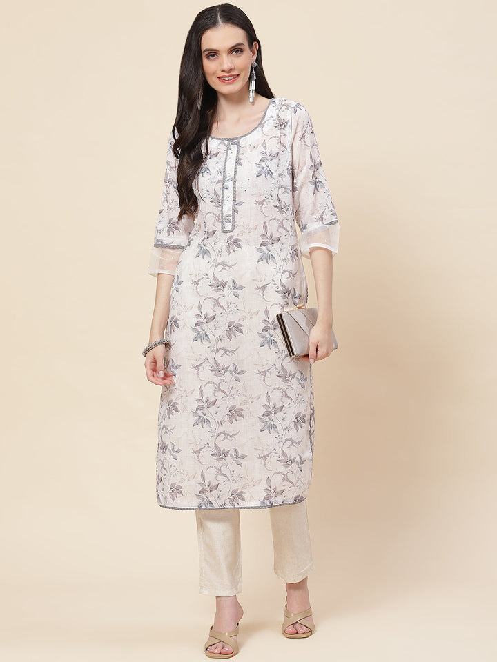 Printed Cotton Kurta With Pants