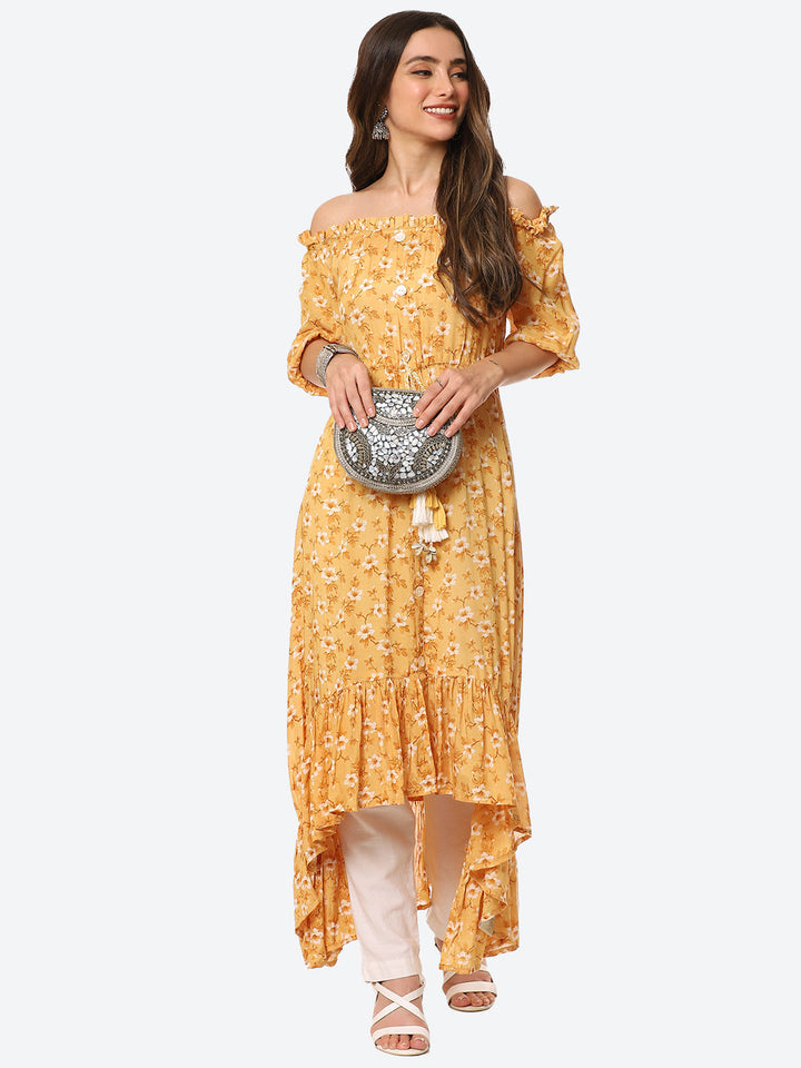 Floral Printed Muslin Kurta