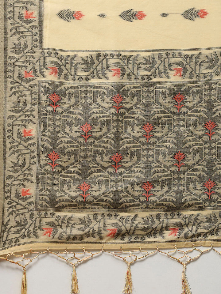 Resham Booti Woven Cotton Blend Saree
