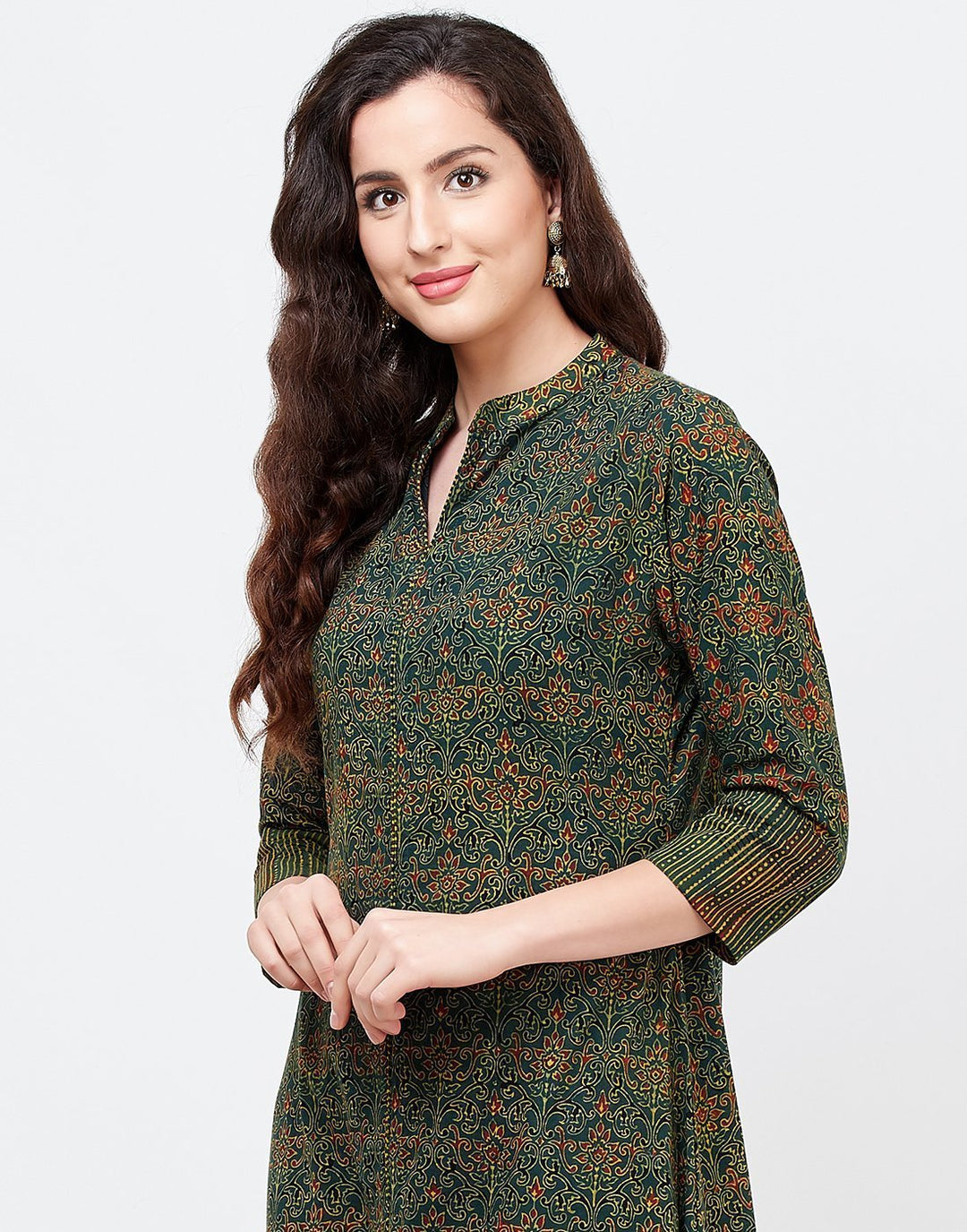 MBZ Meena Bazaar-Green Cotton Kurti