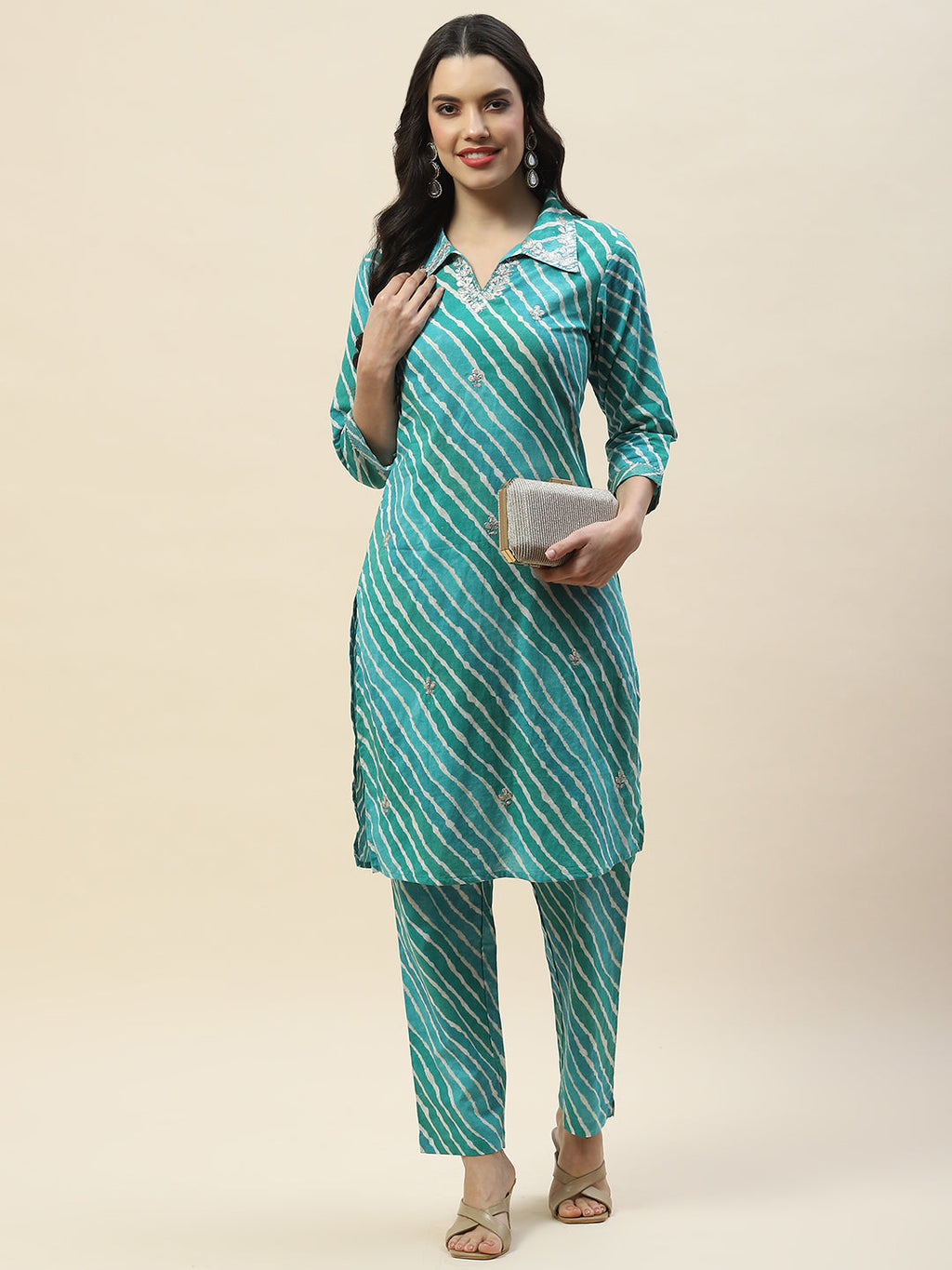 Printed Cotton Kurta With Pants