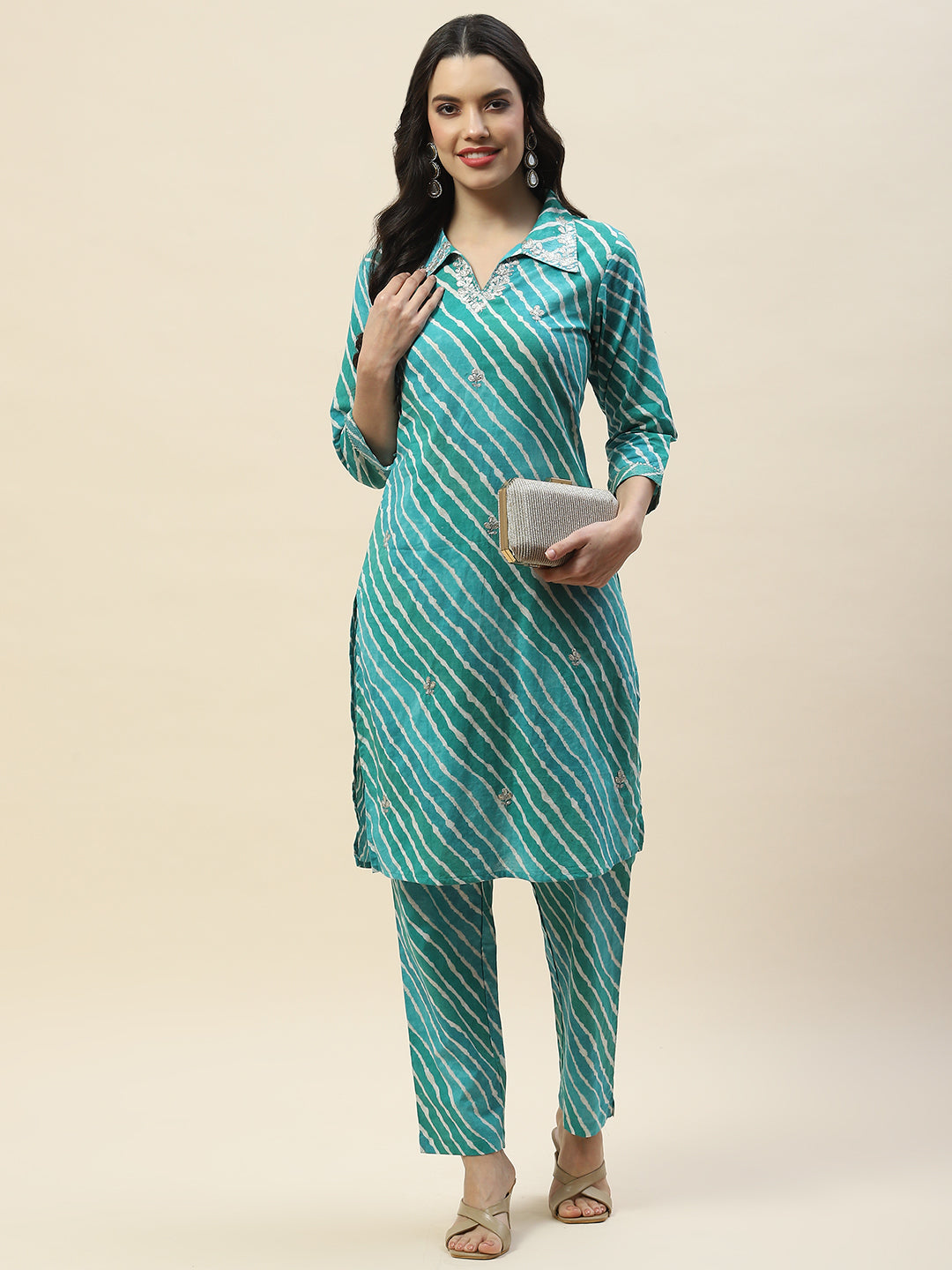 Printed Cotton Kurta With Pants