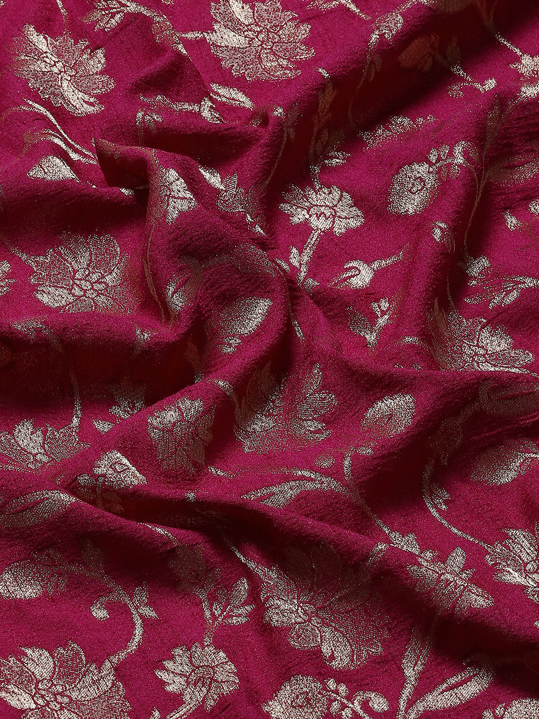 Floral Zari Jaal Tussar Plain Saree