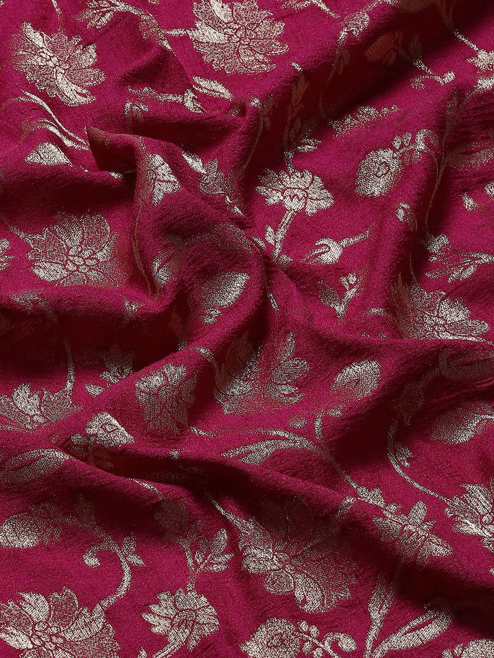 Floral Zari Jaal Tussar Plain Saree