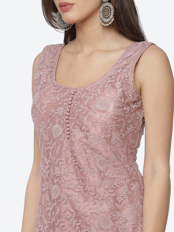 Embroidered Net Stitched Salwar Kameez With Net Dupatta