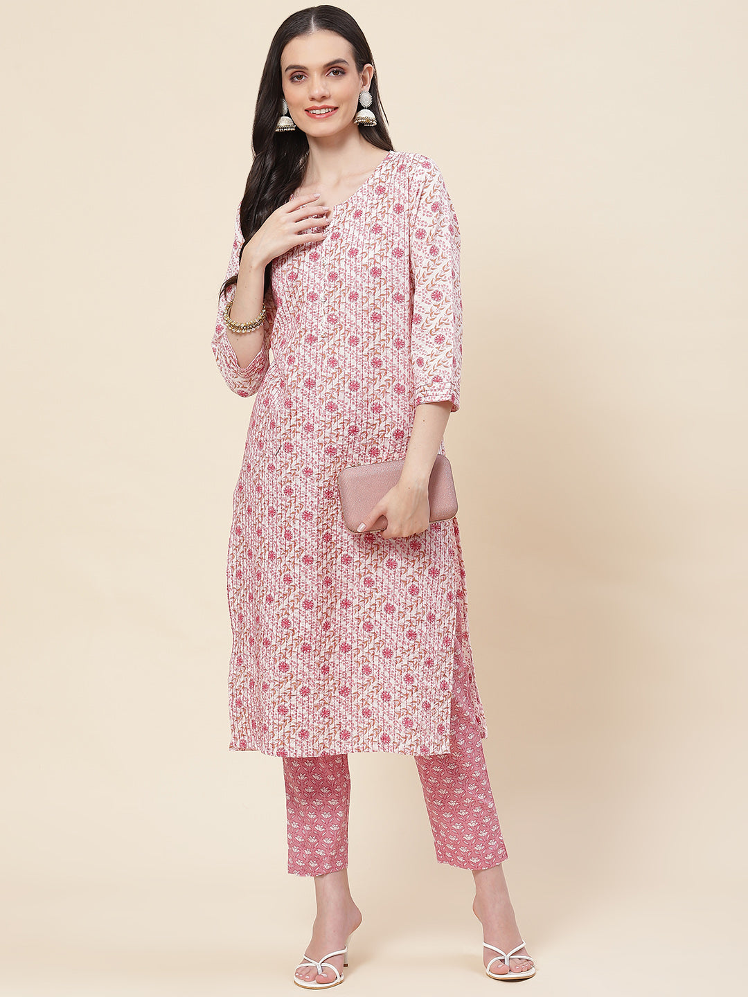 Printed Cotton Kurta With Pants