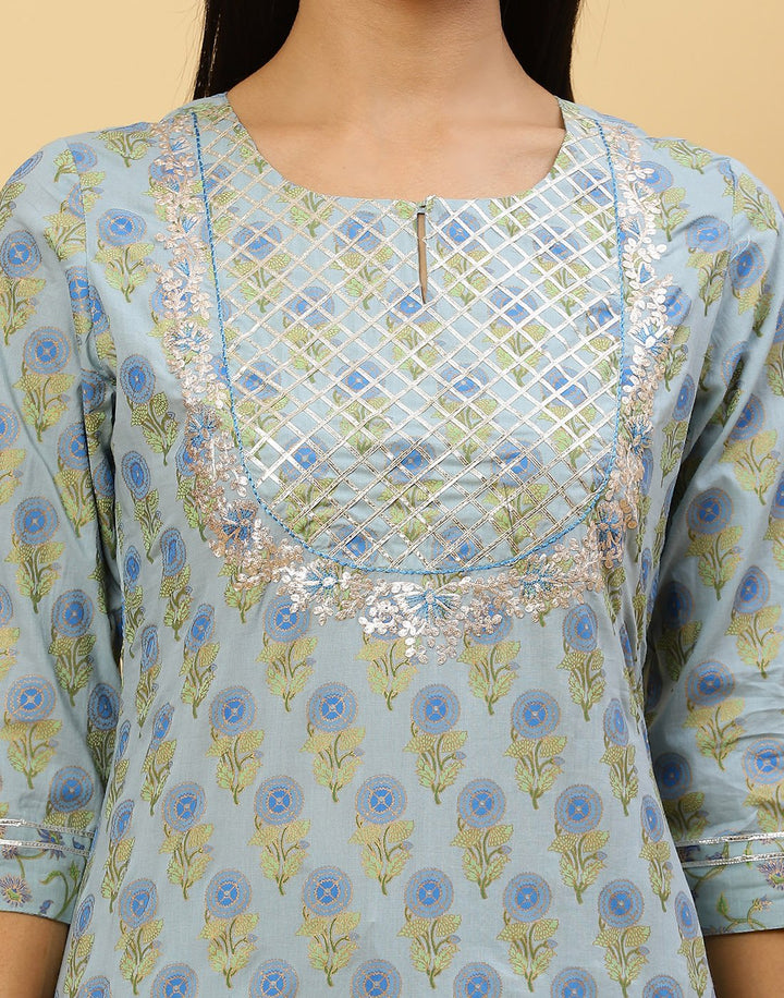 Printed Cotton Kurti With Palazzo
