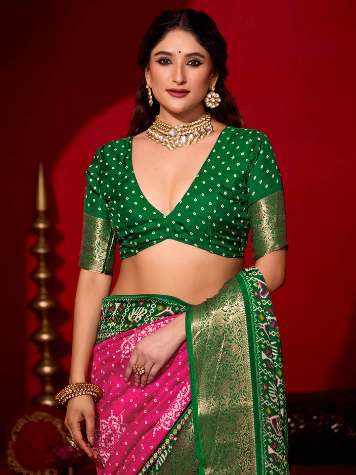 Bandhani Printed Art Silk Saree