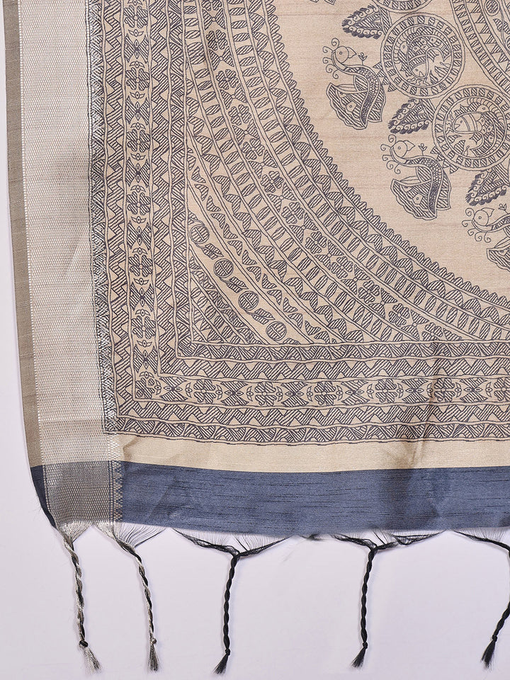 Zaari Jaal Tussar Saree