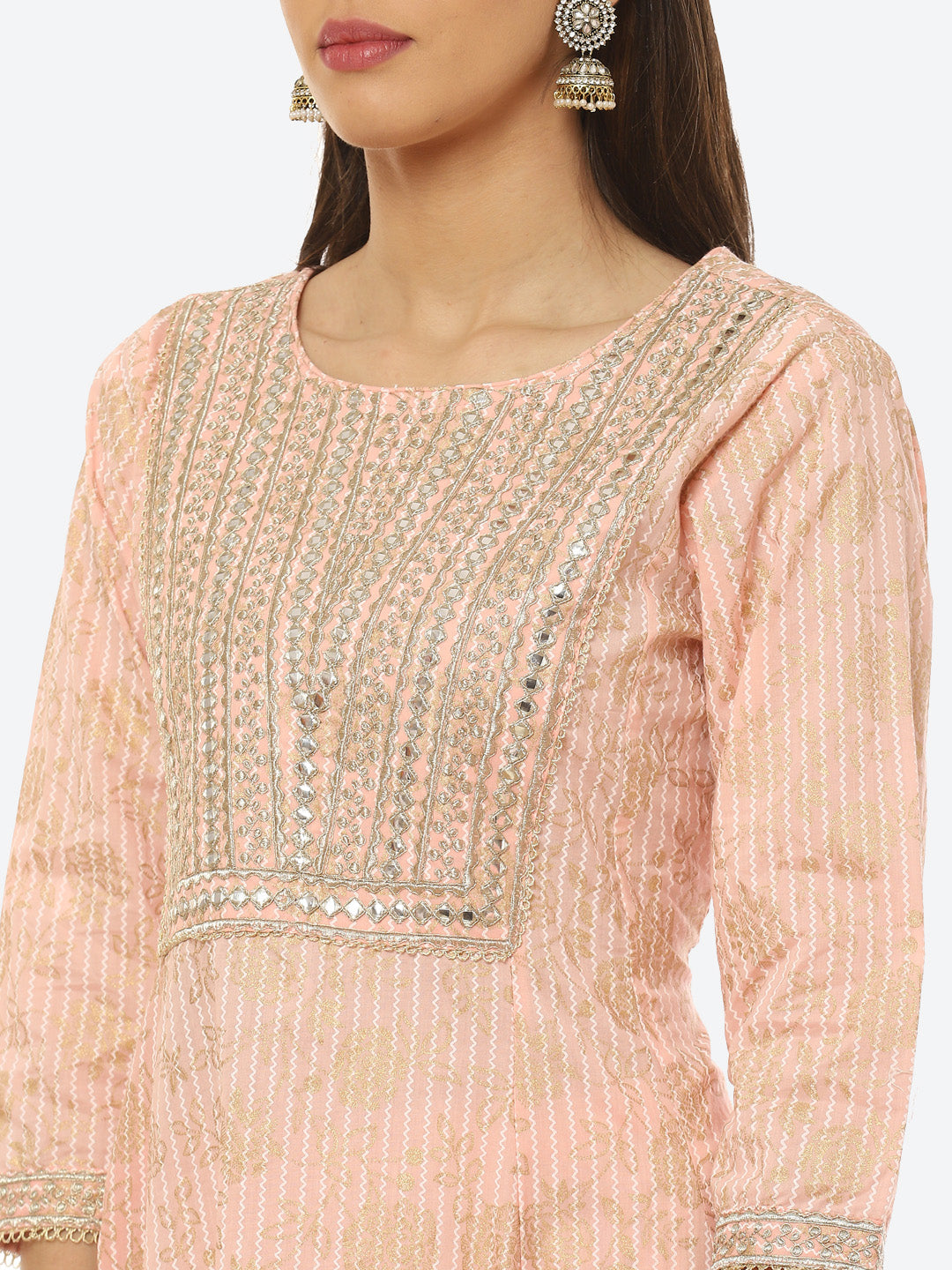 Gota Work Cotton Kurta With Pant &amp; Dupatta