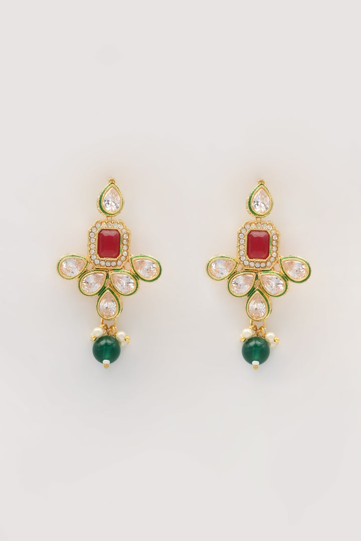 Kundan Work Necklace Set With Earring &amp; Mang Tika