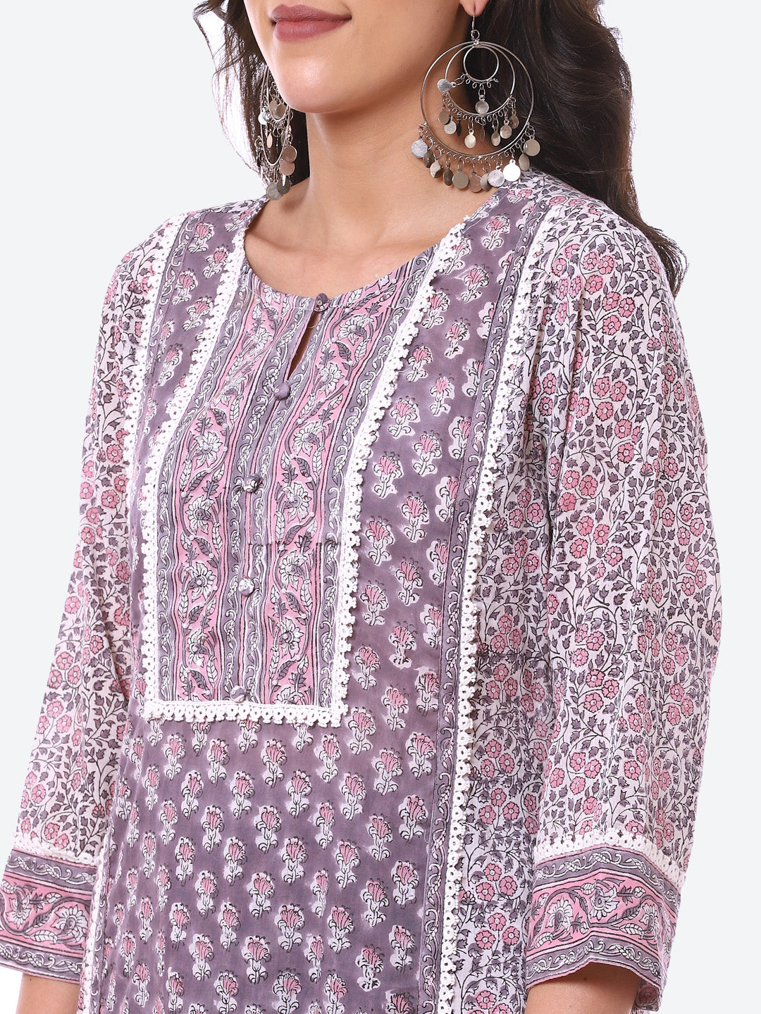 Floral Printed Cotton Kurta With Pant