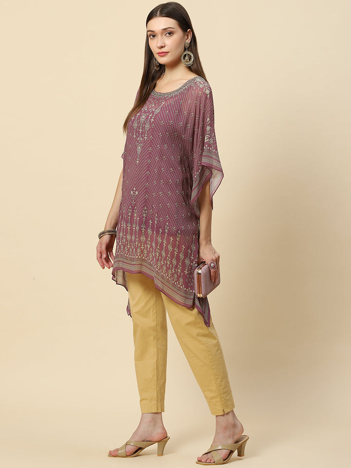 Digital Printed Georgette Kaftan Kurta