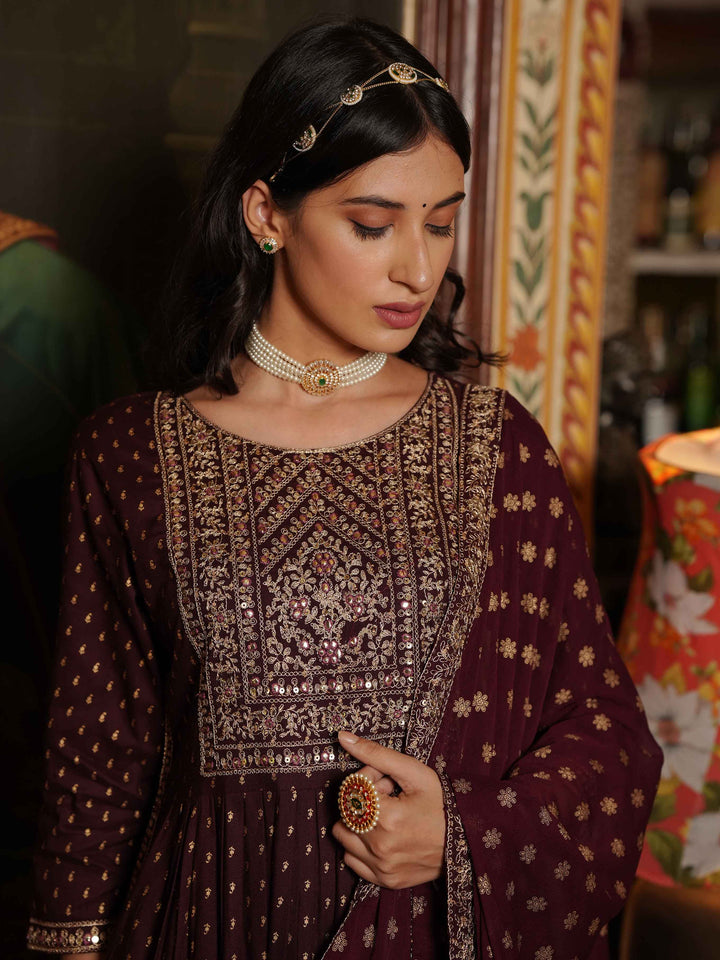 Neck Embroidered Cotton Kurta With Palazzo &amp; Dupatta
