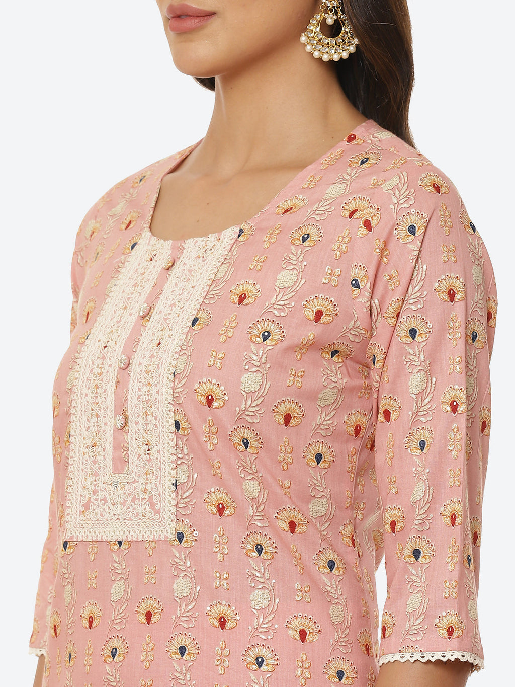 Floral Printed Cotton Kurta With Pant & Cotton Dupatta